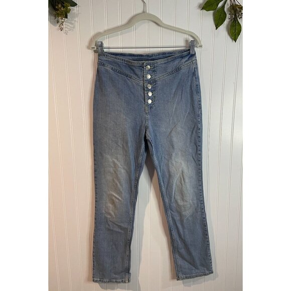 WeThe Free High-Rise Light Wash Denim Straight-Leg Jeans Size 28 - Picture 1 of 13